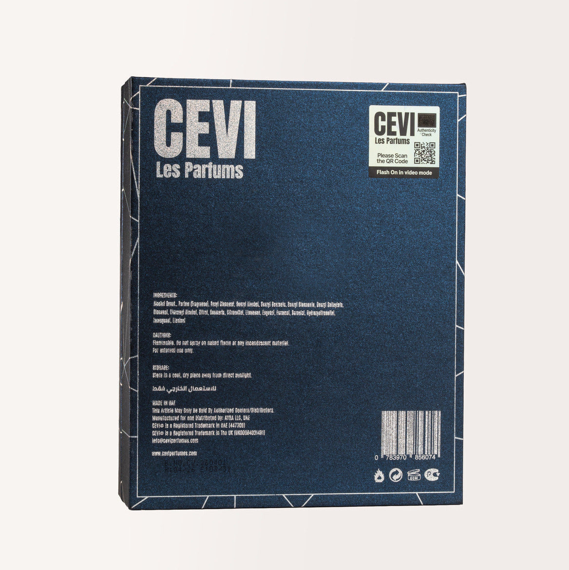 Cevi Les Parfums packaging on a white background