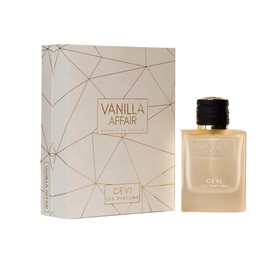 Cevi Vanilla Affair perfume bottle and packaging on a white background