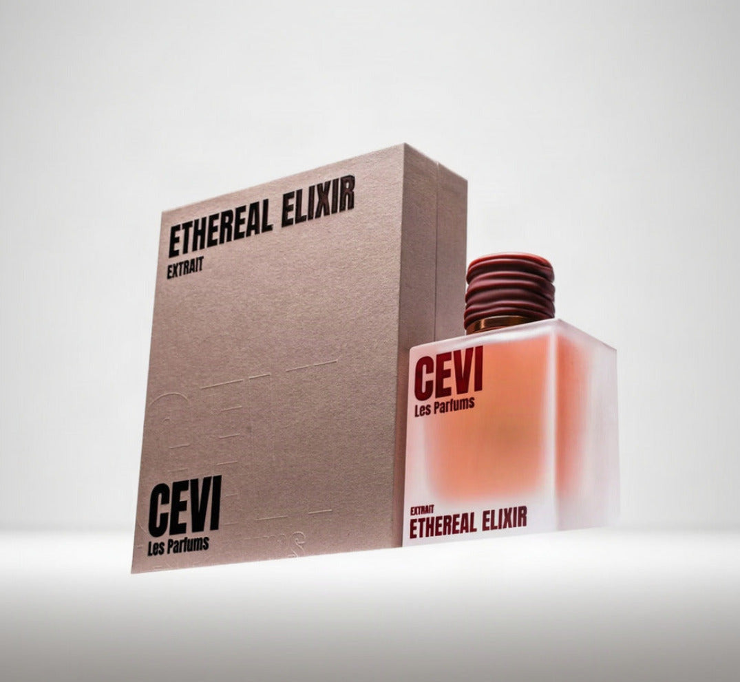 Cevi Les Parfums Ethereal Elixir perfume bottle and packaging on a white background
